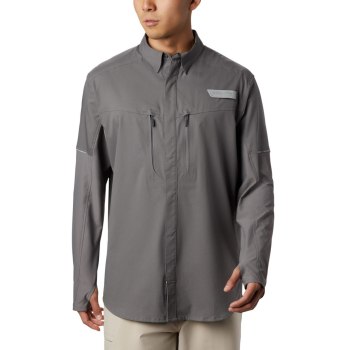 Columbia PFG Force XII Zero Long Sleeve Hybrid, Camisa Grises Para Hombre | 751236-BST